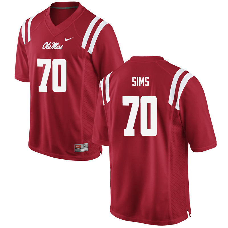 Ole Miss Rebels #70 Jordan Sims College Football Jerseys-Red
